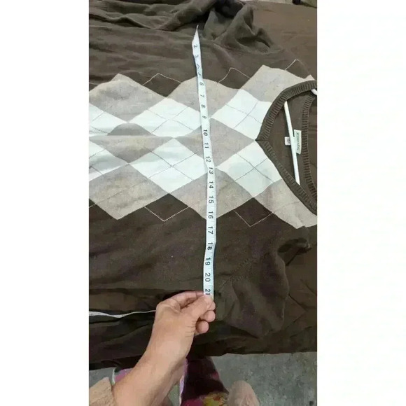 Women's St Johns Bay brown and cream argyle sweater size XL - Picture 5 of 6